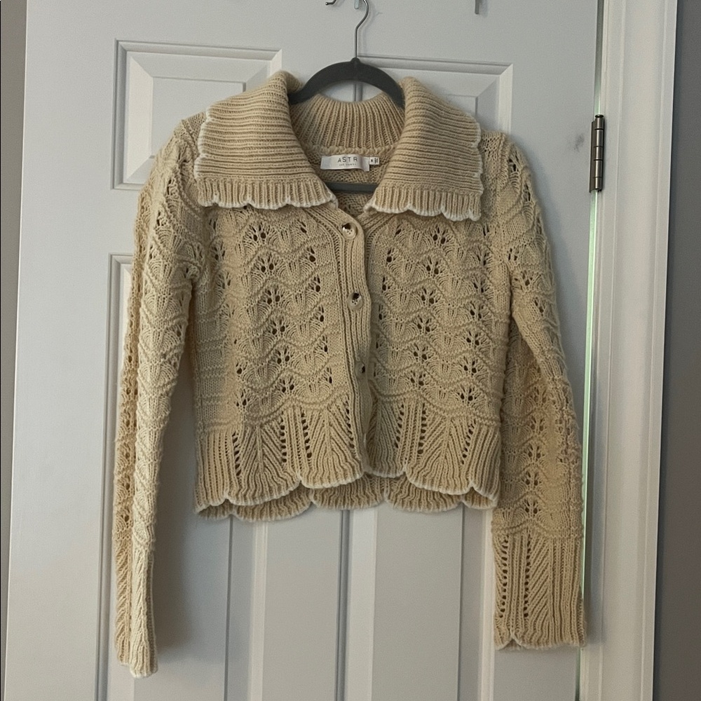 Astr Cream Knit Cardigan
